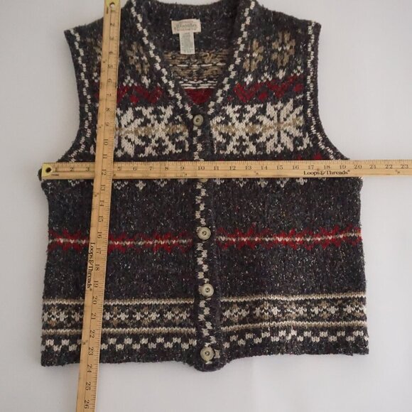 Vintage St John's Bay Grey Knit 8% Wool Grandma Button Up Sweater Vest L - Picture 3 of 8